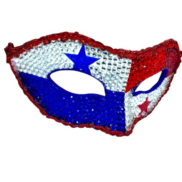 Panama Masquerade Mask Covered in Crystals and Rhinestones - Picture 2 of 3